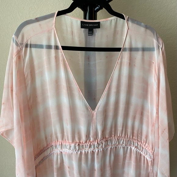 Lane Bryant, Pink/ White, Sheer V-neck, 22-24 - Picture 2 of 9